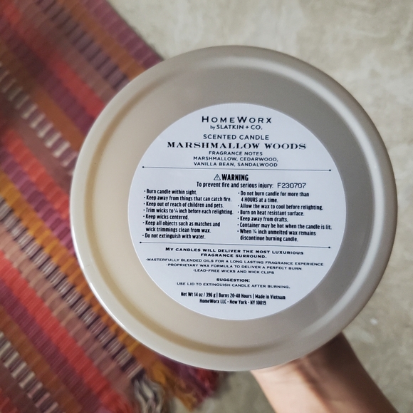 Harry Slatkin Homeworx Marshmallow Woods 14oz Candle - Picture 3 of 4